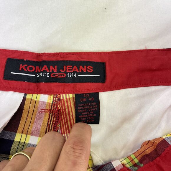 NWT KOMAN Bermuda Plaid Long Shorts Y2K 2XL 38-41 - Picture 5 of 5